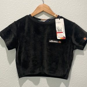 Black velvet crop top